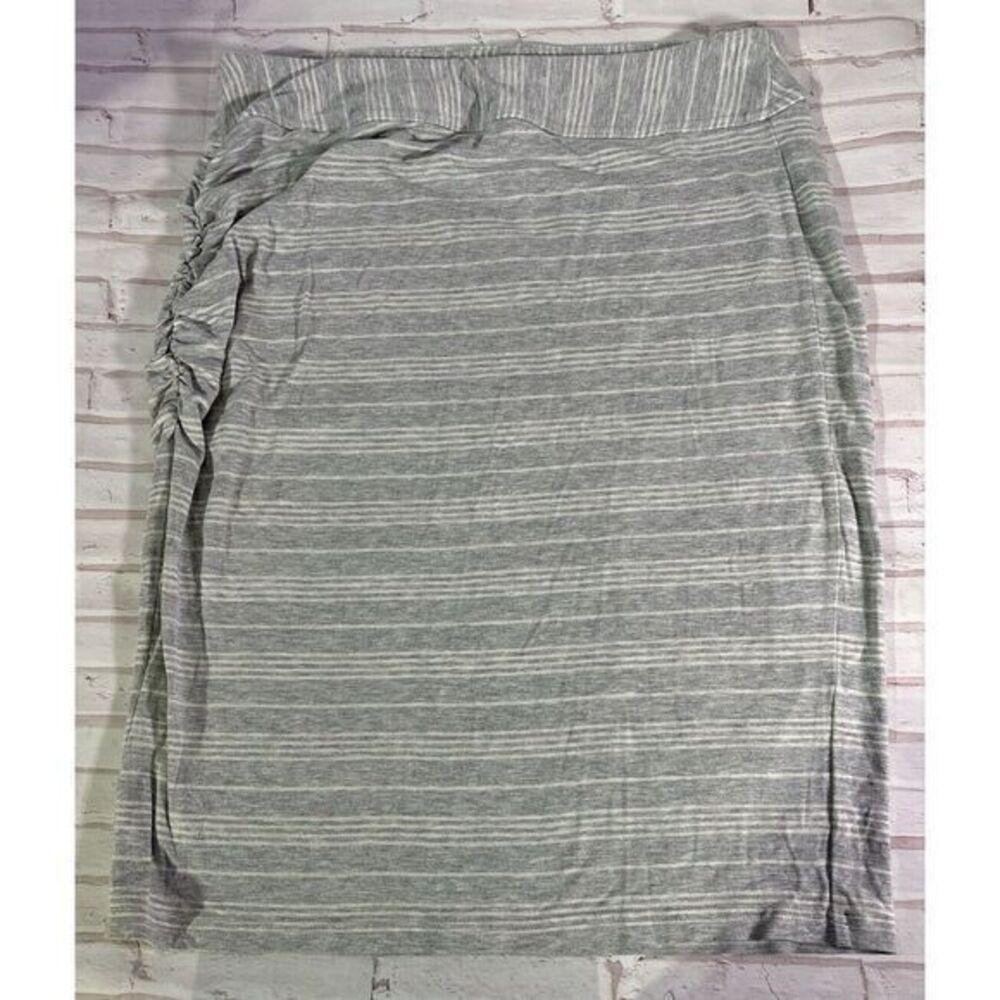 Athleta Women's Midi Long Skirt Runched Pull On / Gray Striped Size M